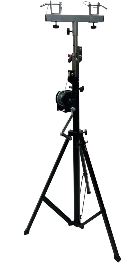 Winch lights stand, 80kg, 4,2m, T bar for al. truss holder, T bar for two frasnel lights
